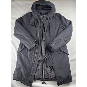 All Saints Rhyl Parka Jacket Men S Black Hooded Insulated Winter Coat Puffer GUC